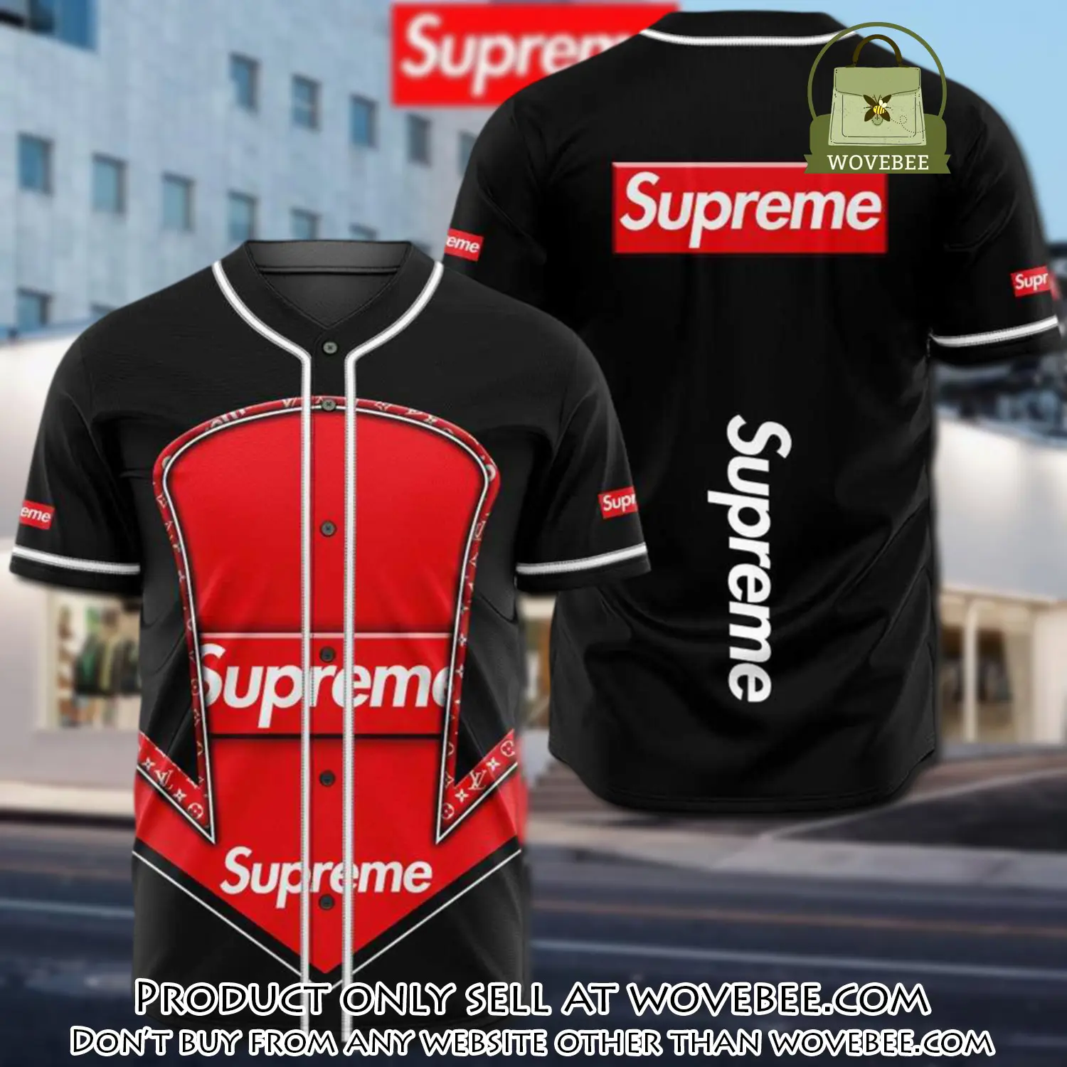 Supreme black red baseball jersey shirt luxury bjs1240 wvb4623138